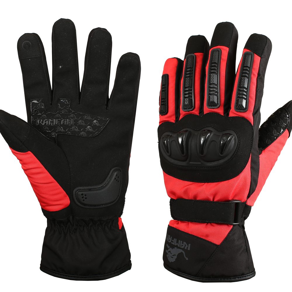 Motorbike Leather Gloves Black and Red