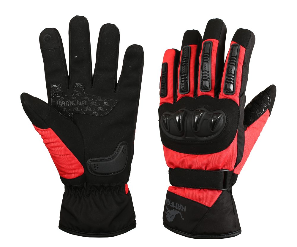 Motorbike Leather Gloves Black and Red