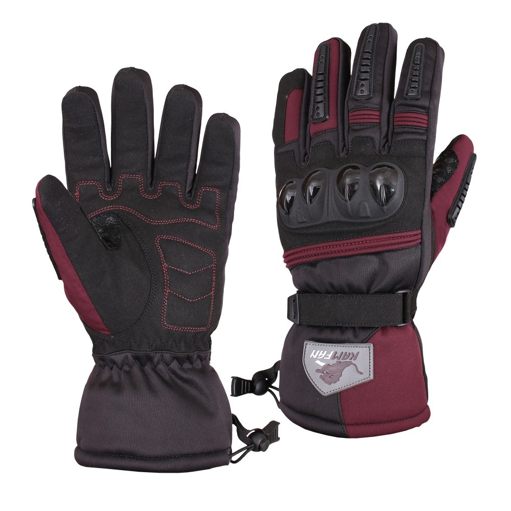 Motorbike Leather Gloves Black and Mehroon