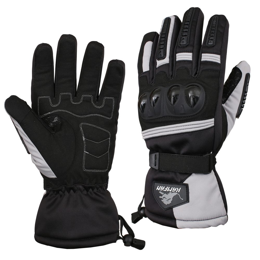 Motorbike Leather Gloves Black and Grey