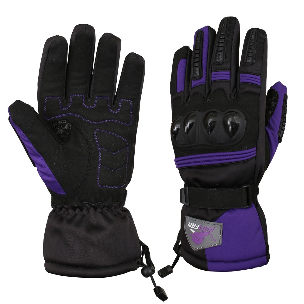 Motorbike Leather Gloves Black and Purple