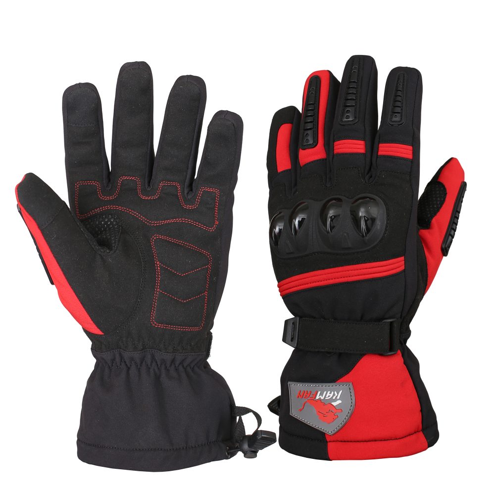 Motorbike Leather Gloves Black and Red