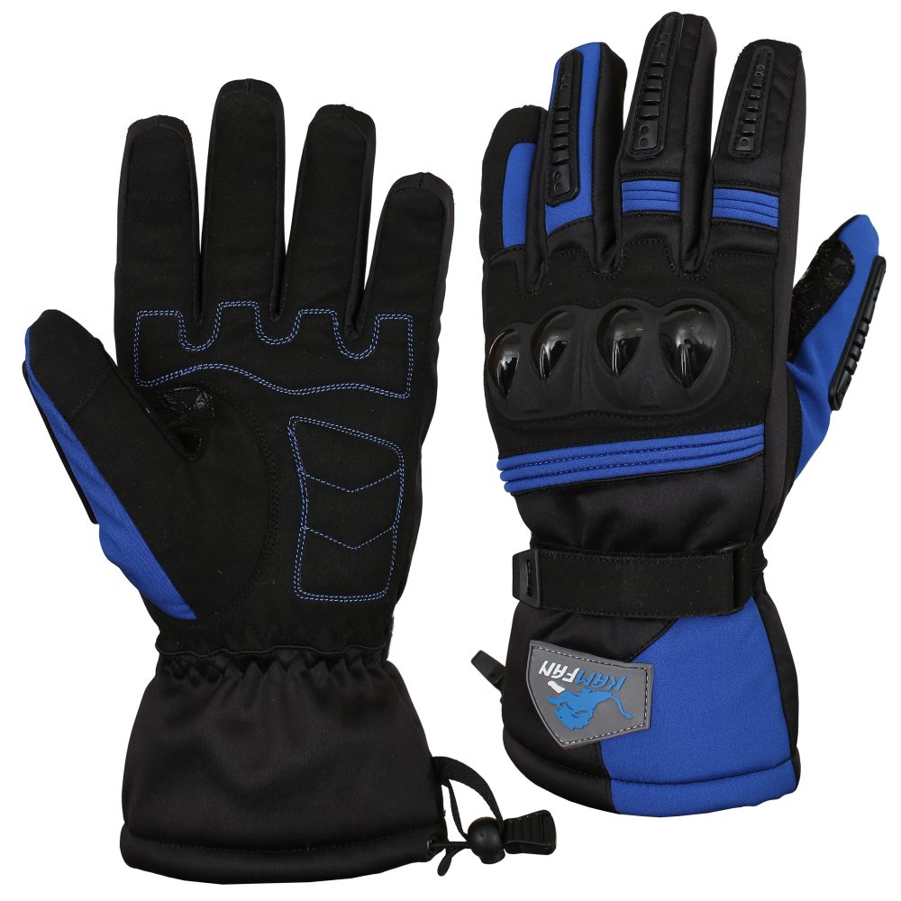 Motorbike Leather Gloves Black and Bule