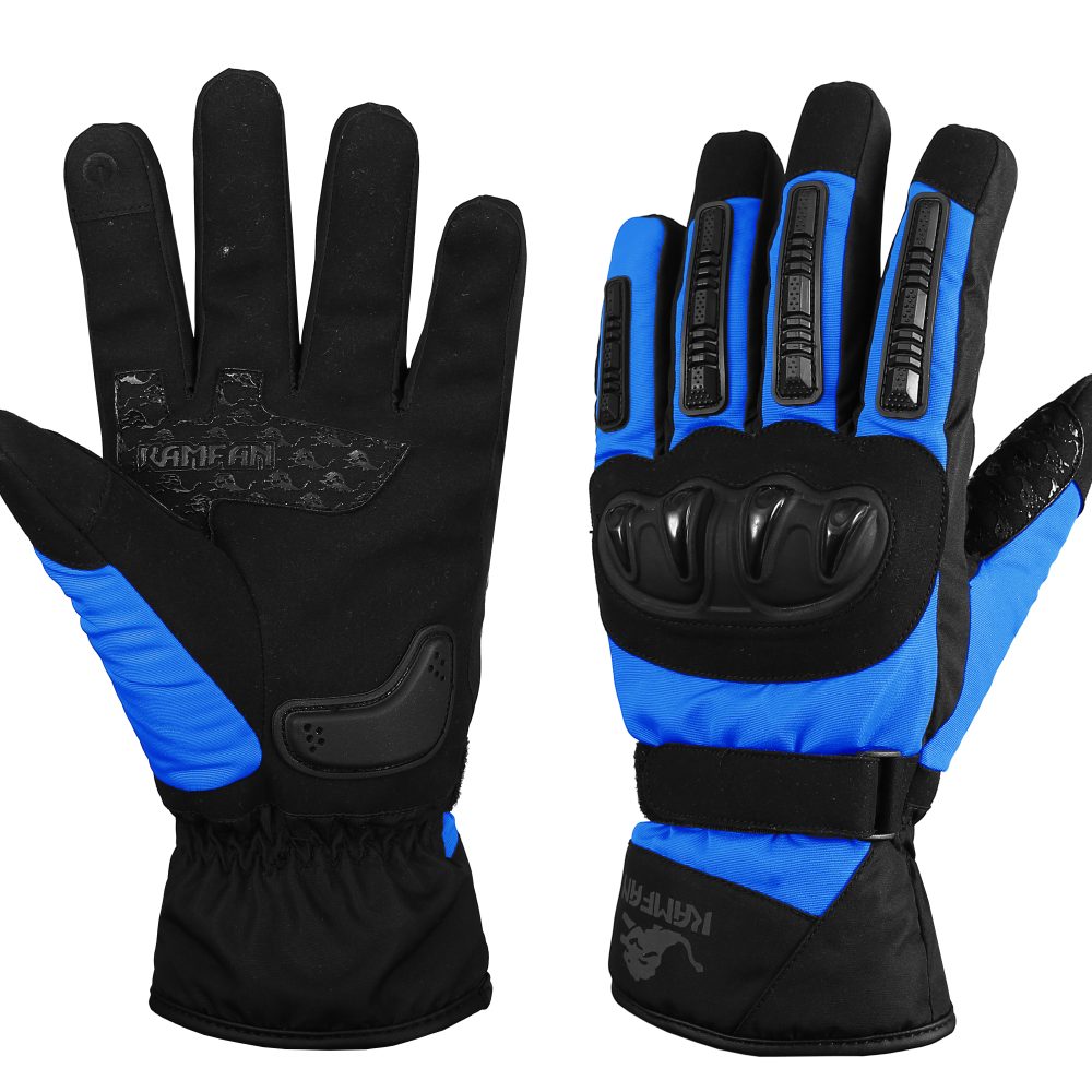 Motorbike Leather Gloves Black and Bule