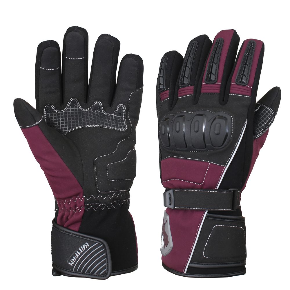 Motorbike Leather Gloves Black and Purple