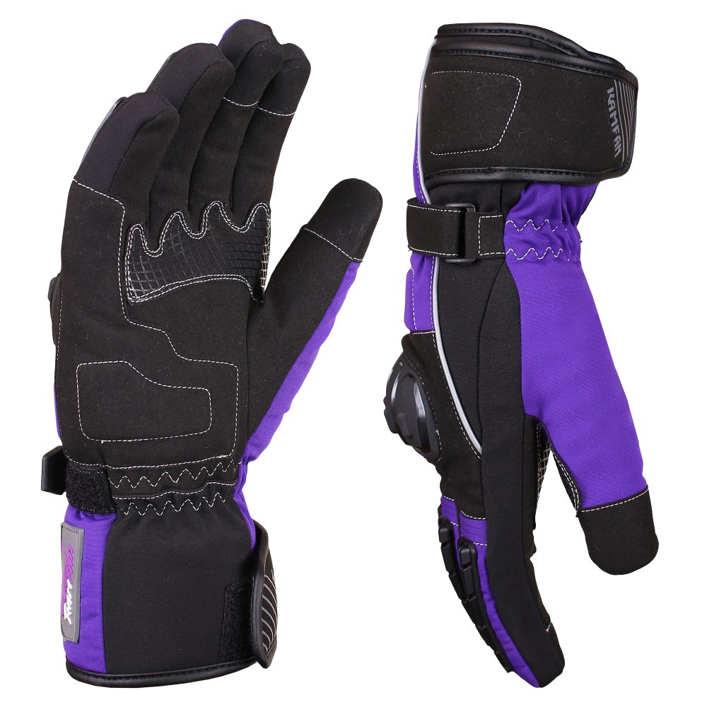 Motorbike Leather Gloves Black and Purple