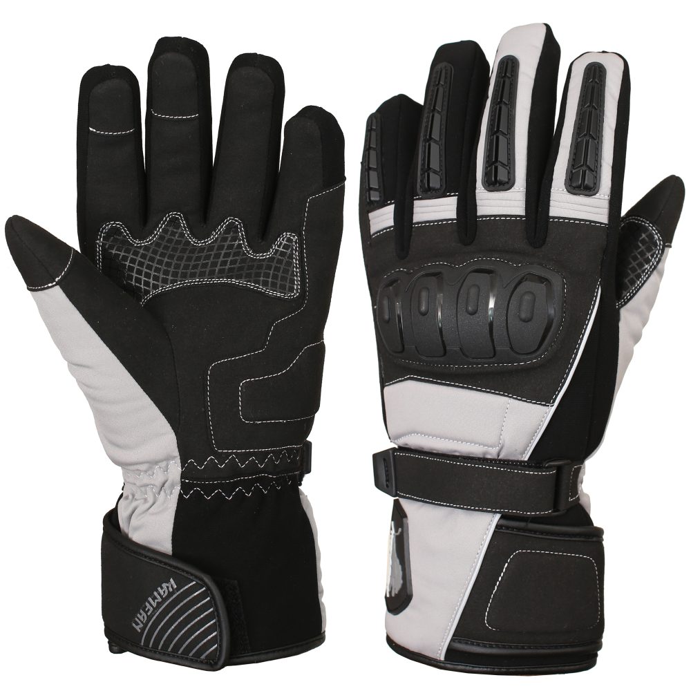 Motorbike Leather Gloves Black and Grey