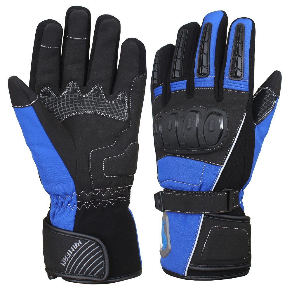 Motorbike Leather Gloves Black and Bule