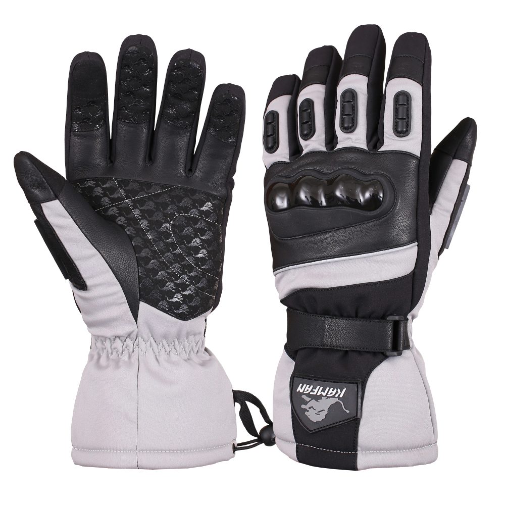 Motorbike Leather Gloves Black and Grey