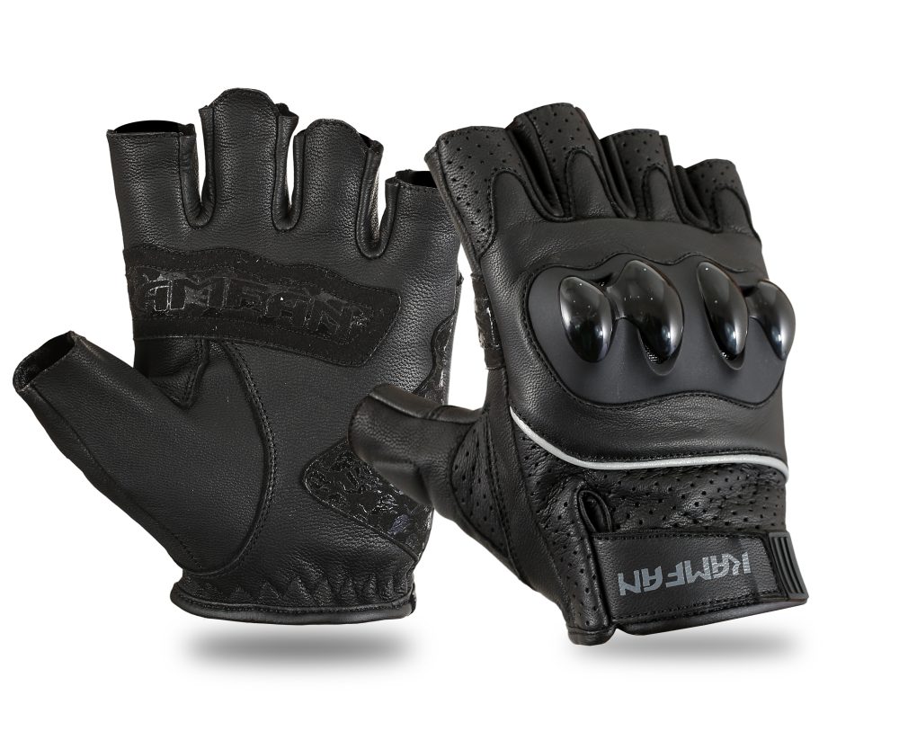 Half-finger Black  Motorbike leather Gloves