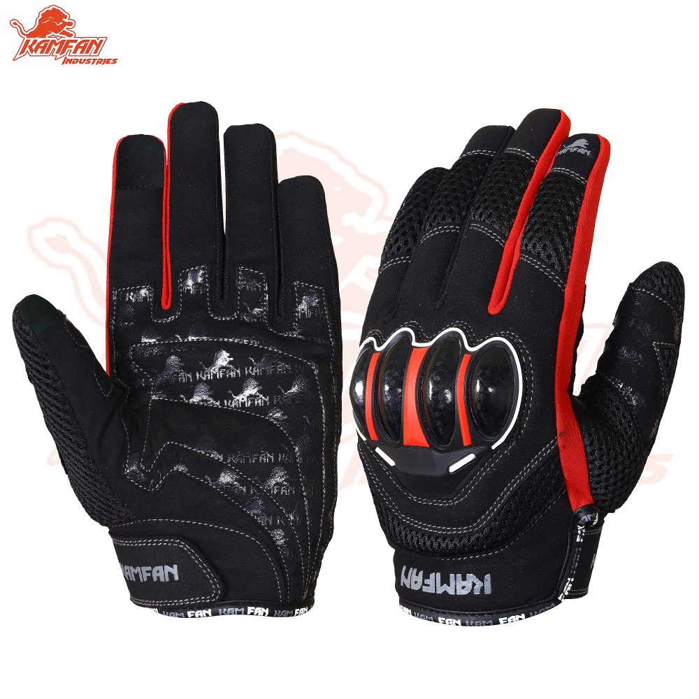 Motorbike Leather Gloves  Black and Red